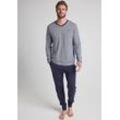 Pyjama JOCKEY "Night & Day" Gr. XXL, blau (stripe, solid), Herren, Single Jersey, Obermaterial: 50% Baumwolle, 50% Modal, gestreift, unifarben, Homewear-Sets