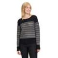 Strickpullover BETTY BARCLAY "Betty Barclay Basic-Strickpullover mit Streifen", Damen, Gr. 36, schwarz-weiß (patch schwarz, cream), Strick, Obermaterial: 70% Viskose, 30% Polyester., casual, lässig geschnitten normal, Rundhals, Langarm, Pullover, Ringel