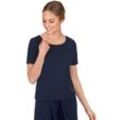 Sweatshirt TRIGEMA "TRIGEMA Shirt mit kurzen Ärmeln mit Kristallsteinen", Damen, Gr. L, blau (navy), 55% Polyester, 45% Baumwolle, modisch, Sweatshirts