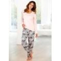 Pyjama BUFFALO Gr. 32/34, rosa (rosa, gemustert) Damen Homewear-Sets mit gemusterter Hose und passendem Langarmshirt