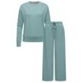 Sweater RAGWEAR "Set Delje" Gr. 4XL (48), blau (ocean) Damen Sweatshirts Set aus weiter Hose und Pullover