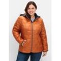 Steppjacke SHEEGO "Große Größen" Gr. 48, braun (cognac), Damen, Obermaterial: 100% Polyester;Futter: 100% Polyester;Wattierung: 100% Polyester, unifarben, Jacken, zum Wenden, mit Kapuze und Stehkragen