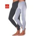 Leggings VIVANCE ACTIVE, Damen, Gr. 32/34, N-Gr, grau (hellgrau, schwarz), Single Jersey, Obermaterial: 95% Baumwolle, 5% Elasthan. Melange in der Packung: 60% Baumwolle, 35% Polyester, 5% Elasthan, unifarben, meliert, Basic, Basic lang, Hosen, mit Gummibund, Loungewear