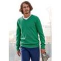 Strickpullover H.I.S Gr. S (44/46), grün, Herren, Feinstrick, Obermaterial: 60% Baumwolle, 40% Polyester, unifarben, Pullover, mit V-Ausschnitt, Pullover aus Feinstrick, Baumwollmischung