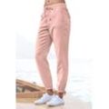 Schlupfhose LASCANA Gr. 34, N-Gr, orange (peach), Damen, Web, Obermaterial: 65% Lyocell, 35% Baumwolle, unifarben, Hosen, aus Webware, elastische Stoffhose mit Taschen