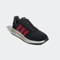 Sneaker ADIDAS SPORTSWEAR "RUN 84", Gr. 44, grau (carbon, better scarlet, core schwarz), Textil, Leder, sportlich, Schuhe, inspiriert vom Design des adidas LA Trainer