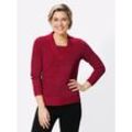 2-in-1-Pullover CLASSIC BASICS "Pullover" Gr. 48, rot (rot, schwarz, meliert) Damen Pullover