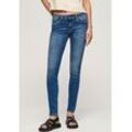 Skinny-fit-Jeans PEPE JEANS "SOHO" Gr. 29, Länge 28, blau, Damen, Obermaterial: 84% Baumwolle, 14% Polyester, 2% Elasthan, Jeans, im 5-Pocket-Stil mit 1-Knopf Bund und Stretch-Anteil