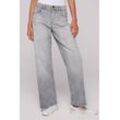 Regular-fit-Jeans SOCCX, Damen, Gr. 26, Normalgrößen, grau, Material: 98% Baumwolle, 2% Elasthan, Zusatz: Enthält nichttextile Teile tierischen Ursprungs (Badge), Abriebeffekte, casual, regular fit, Jeans, mit breiten Nähten