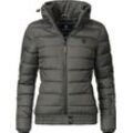 Steppjacke MARIKOO "Poison", Damen, Gr. S (36), grau (anthrazit), Oberstoff: 100% Polyester, Futter: 100% Polyester, Wattierung: 100% Polyester, Ärmelfutter: 100% Polyester, clean, modisch, tailliert hüftbedeckend, Langarm Ärmel ohne Ärmelschlitz Bündchen, Jacken, stylische Damen Winterjacke mit hohem Kragen