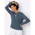 Strickpullover CASUAL LOOKS "Pullover", Damen, Gr. 42, blau (dunkelblau, ecru, meliert), 76% Polyacryl, 24% Baumwolle, meliert, unifarben, Pullover