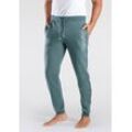 Sweathose BENCH. LOUNGEWEAR, Herren, Gr. 44/46 (S), N-Gr, blau (hellpetrol), Sweatware, Obermaterial: 60% Baumwolle, 40% Polyester, unifarben mit Farbeinsatz, Basic, bequem lang, Hosen, mit aufgesetzten Streifen an der Seite und Logodruck