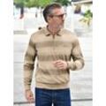 Poloshirt MARCO DONATI "Langarm-Shirt" Gr. 48/50, beige (beige, gestreift) Herren Shirts