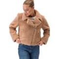 Wolljacke ZERO "zero Teddyjacke mit Reißverschluss", Damen, Gr. 38, braun (golden camel), Stoff, Obermaterial: 100% Polyester. Ärmelfutter: ohne Futter., unifarben, casual, figurbetont, Langarm, Jacken