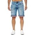 Shorts RUSTY NEAL "Noxon", Herren, Gr. XXL, EURO-Größen, blau, 98% Baumwolle, 2% Elasthan, unifarben, casual, Hosen, mit tollem Karo-Detail