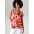 T-Shirt ANISTON CASUAL Gr. 36, bunt (rosa, rot, orange, gelb, hellbraun, braun, dunkelbraun) Damen Shirts im Material- und Mustermix