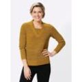 2-in-1-Pullover CLASSIC BASICS "Pullover" Gr. 52, gelb (ocker, schwarz, meliert) Damen Pullover