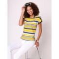 T-Shirt CASUAL LOOKS "Shirt" Gr. 40, bunt (sonnengelb, marine, geringelt), Damen, 100% Baumwolle, gemustert, gestreift, mehrfarbig, Shirts