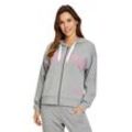 Sweatjacke BETTY BARCLAY "Betty Barclay Sweatjacke mit Kapuze", Damen, Gr. M, grau (grau, pink), Sweatware, Obermaterial: 67% Viskose, 27% Baumwolle, 6% Elasthan., sportlich, lässig geschnitten lang, Langarm, Sweatjacken, Druck