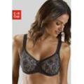 Minimizer-BH NUANCE, Damen, Gr. 100, Cup F, bunt (schwarz, nougat), Spitze, Obermaterial: 79% Polyamid, 15% Polyester, 6% Elasthan, klassisch, BHs, mit unterlegter Jacquardspitze, Dessous