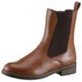 Chelseaboots TAMARIS Gr. 36, braun (cognac) Damen Schuhe Blockabstz, Stiefelette, Businesschuh mit T-Logoprägung