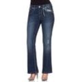 Bootcut-Jeans SHEEGO BY JOE BROWNS "Große Größen" Gr. 40, Normalgrößen, blau (dark blue denim) Damen Jeans mit Pailletten am Bund