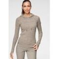 Kapuzenpullover KANGAROOS Gr. 32/34 (XS), beige (dunkelbeige, wollweiß, melange) Damen Pullover im feinen Zopf-Strick-Design