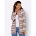 Cardigan INSPIRATIONEN Gr. 36, lila (mauve, ecru, gemustert), Damen, 50% Viskose, 28% Polyester, 22% Polyamid, Strickjacken