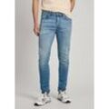 Skinny-fit-Jeans PEPE JEANS "SKINNY JEANS" Gr. 30, Länge 30, blau (medium washed), Herren, Obermaterial: 94% Baumwolle, 5% Polyester, 1% Elasthan, Jeans