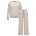 Sweater RAGWEAR "Set Delje" Gr. 4XL (48), weiß (bone) Damen Sweatshirts Set aus weiter Hose und Pullover