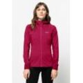 Kapuzenfleecejacke JACK WOLFSKIN "HYDRO GRID FLEECE W" Gr. L (42/44), lila (cranberry), Damen, 1. OBERSTOFF 96% POLYESTER, 4% ELASTHAN 2. OBERSTOFF 95% POLYESTER, 5% ELASTHAN, Jacken