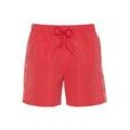 Badeshorts S.OLIVER, Herren, Gr. S (46/48), N-Gr, rot, Recycling-Polyester, unifarben, Badehosen, mit Markenschriftzügen