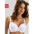 Schalen-BH LASCANA "Chiara", Damen, Gr. 100, Cup D, weiß, Spitze, Trikot, Obermaterial: 85% Polyamid (TACTEL), 15% Elasthan (LYCRA), modisch, BHs, mit graphischem Netz-Muster, Dessous