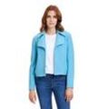 Jackenblazer BETTY & CO "Betty & Co Casual-Jacke mit Kragen", Damen, Gr. 46, blau (delphinium blau), Obermaterial: 60% Viskose, 40% Wolle., modisch, lässig geschnitten normal, Langarm, Blazer, Material