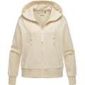 Kapuzensweatjacke RAGWEAR "Taila" Gr. 4XL (48), beige, Damen, Material: 70% Baumwolle, 30% Polyester, Sweatjacken modische Damen Sweatjacke mit Kapuze