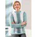 Stehkragenpullover CLASSIC "Pullover", Damen, Gr. 38, grün (kalkmint, ecru, gemustert), 97% Polyacryl, 2% Polyester, 1% metallisierte Fasern, gemustert, mehrfarbig, gestreift, Pullover