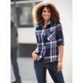 Flanellbluse CASUAL LOOKS, Damen, Gr. 36, bunt (marine, kirsche, kariert), 100% Baumwolle, gemustert, kariert, mehrfarbig, Langarm, Blusen