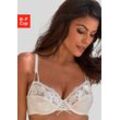 Bügel-BH NUANCE, Damen, Gr. 70, Cup E, beige (cream), Spitze, Obermaterial: 83% Polyamid, 17% Elasthan, feminin, BHs, mit floraler Stickereispitze und edler Schnürung, Dessous