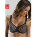 Minimizer-BH NUANCE Gr. 100, Cup E, bunt (schwarz, nougat), Damen, Obermaterial: 79% Polyamid, 15% Polyester, 6% Elasthan, BHs, mit unterlegter Jacquardspitze, Dessous