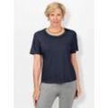 Rundhalsshirt CLASSIC "Shirt", Damen, Gr. 38, blau (nachtblau), 50% Baumwolle, 50% Modal, unifarben, Rundhals, Kurzarm, Shirts