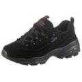 Sneaker SKECHERS "D'LITES PLAY ON", Damen, Gr. 35, schwarz, Nubuklederimitat, Textil, sportlich, Schuhe, mit Air Cooled Memory Foam, Freizeitschuh, Halbschuh, Schnürschuh