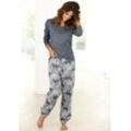 Pyjama BUFFALO Gr. 32/34, grau (grau, gemustert) Damen Homewear-Sets mit gemusterter Hose und passendem Langarmshirt Bestseller