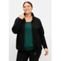 Fleecejacke SHEEGO "Große Größen", Damen, Gr. 44/46, schwarz, Obermaterial: 100% Polyester, unifarben, casual, figurumspielend normal, Langarm, Jacken, aus funktionalem Strickfleece