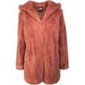 Parka URBAN CLASSICS "Urban Classics Damen Ladies Hooded Teddy Coat" Gr. L, rosa (schwarzrose), Damen, 100% Polyester, unifarben, Jacken