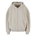 Sweatjacke URBAN CLASSICS "Urban Classics Damen Ladies Oversized Sherpa Zip Hoody" Gr. M, beige (wetsand), Damen, 100% Polyester, Sweatjacken