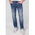 Regular-fit-Jeans CAMP DAVID Gr. 29, Länge 30, blau, Herren, Material: 60% Baumwolle, 24% Polyester, 13% Lyocell, 3% Elasthan, Zusatz: Enthält nichttextile Teile tierischen Ursprungs (Badge), vintage, Jeans, mit Stretch-Anteil