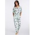 Pyjama VIVANCE DREAMS Gr. 32/34, grün (mint, gemustert), Damen, Single Jersey, Obermaterial: 60% Baumwolle, 40% Polyester, Homewear-Sets, mt Animal Alloverprint