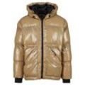 Winterjacke DEF "DEF Herren DEF Shiny Pufferjacket", Herren, Gr. L, beige, 100% Polyester, unifarben, casual, normal, ohne Ausschnitt, Langarm, Jacken