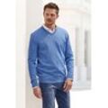 Strickpullover H.I.S, Herren, Gr. S (44/46), blau, Feinstrick, Obermaterial: 60% Baumwolle, 40% Polyester, unifarben, Basic, regular fit, V-Ausschnitt, Langarm Strickbündchen, Pullover, mit V-Ausschnitt, Pullover aus Feinstrick, Baumwollmischung