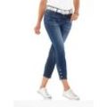 7/8-Jeans CASUAL LOOKS, Damen, Gr. 19, Kurzgrößen, blau (blau, stone, washed), 79% Baumwolle, 19% Polyester, 2% Elasthan, unifarben, 7/8-Länge, Jeans